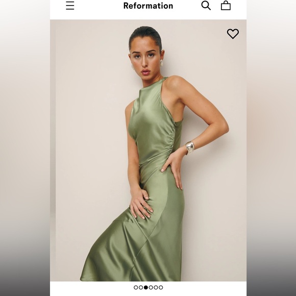 NWT Reformation Casette Silk Dress in Artichoke - Picture 2 of 7